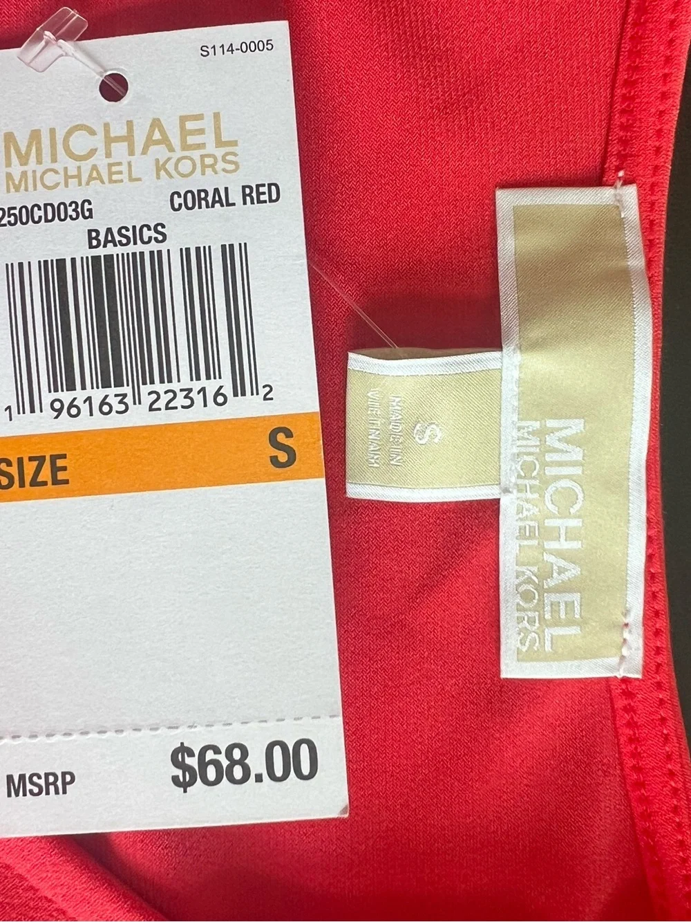 Michael Kors Vibrant Coral Crew Neck Short Sleeve Tee